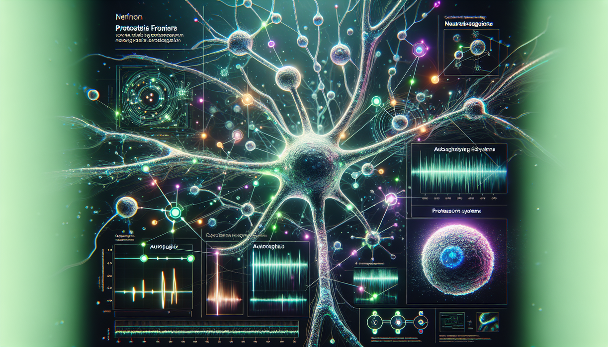 alt_text: "Proteostasis Frontiers in Neurodegeneration cover featuring molecular structures and neurons."